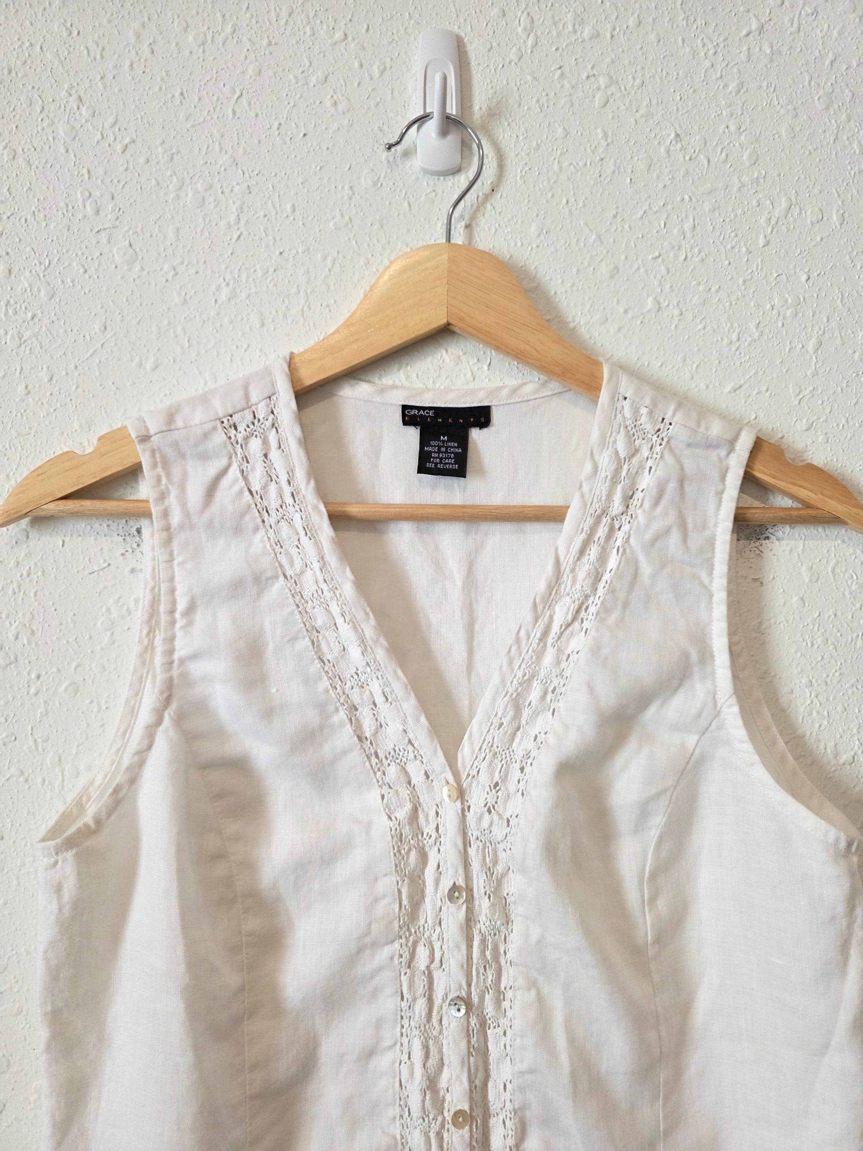 Vintage Crochet Linen Tank (M)