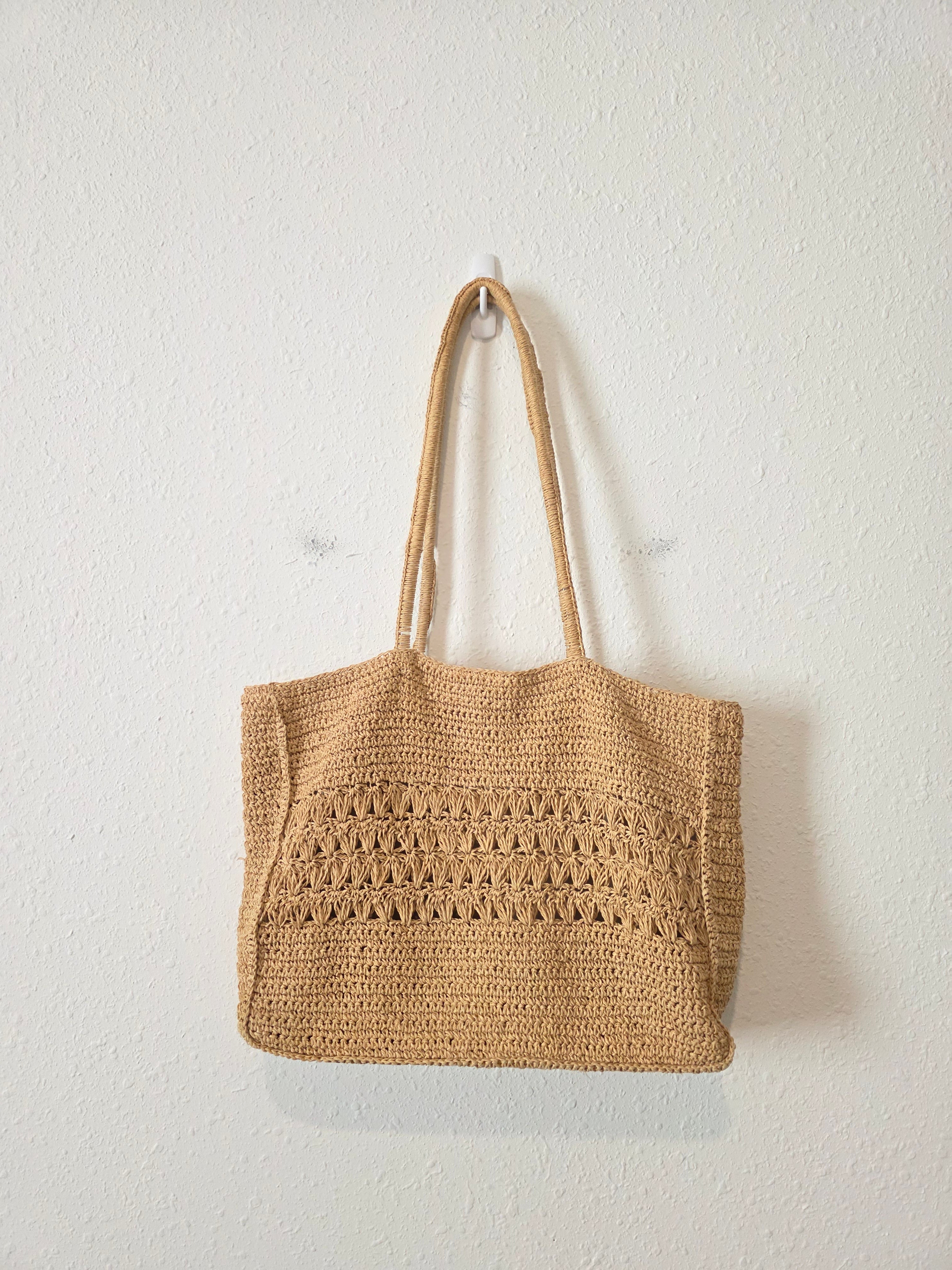 Vintage Straw Raffia Tote Bag