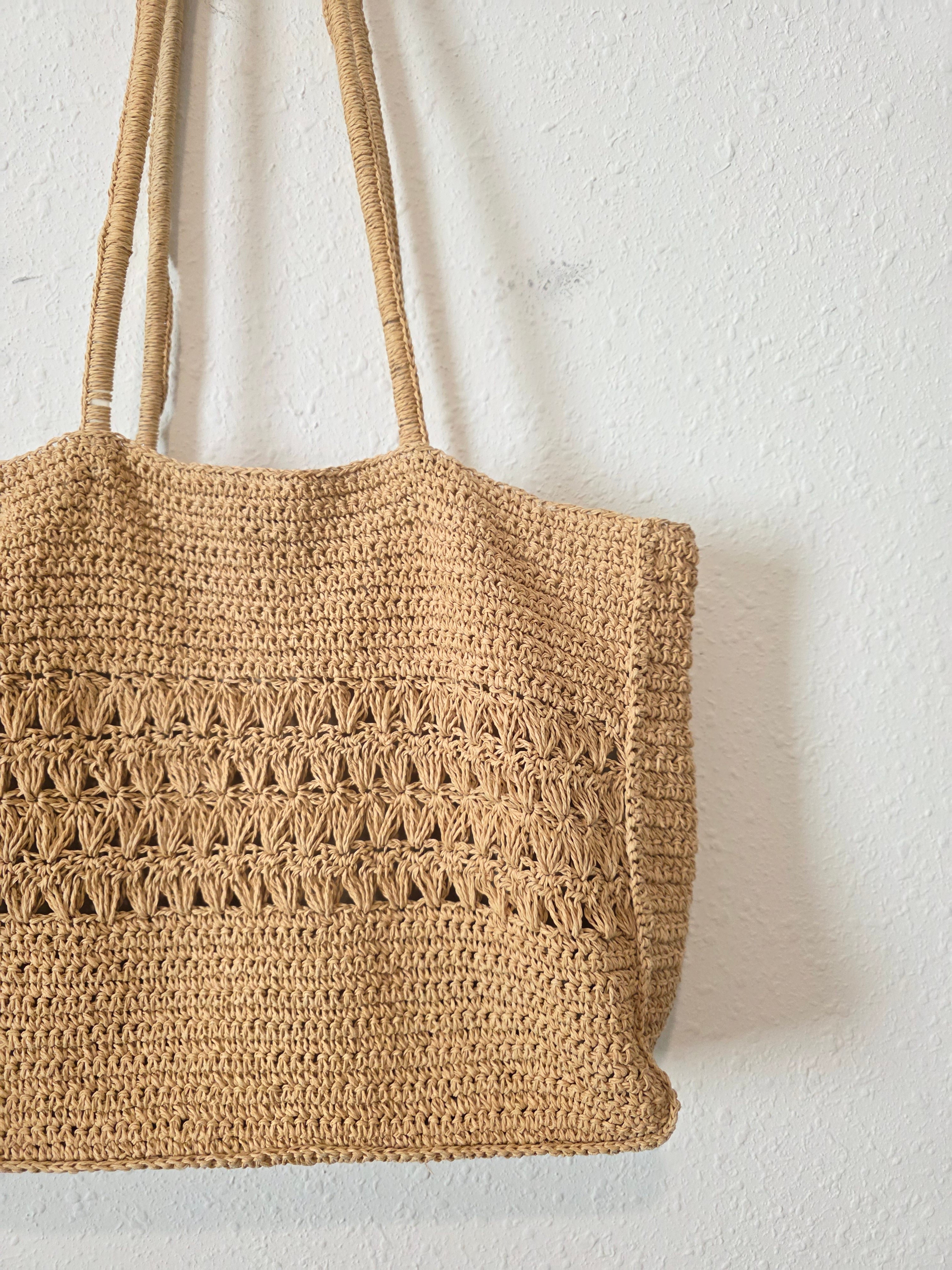 Vintage Straw Raffia Tote Bag