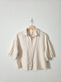 Boxy Linen Button Up Shirt (XS)