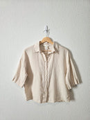 Boxy Linen Button Up Shirt (XS)