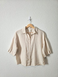 Boxy Linen Button Up Shirt (XS)