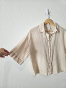 Boxy Linen Button Up Shirt (XS)
