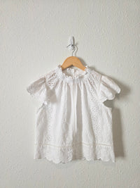 Floral Eyelet Button Back Top (XS)
