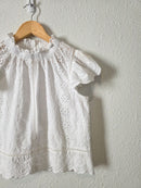 Floral Eyelet Button Back Top (XS)