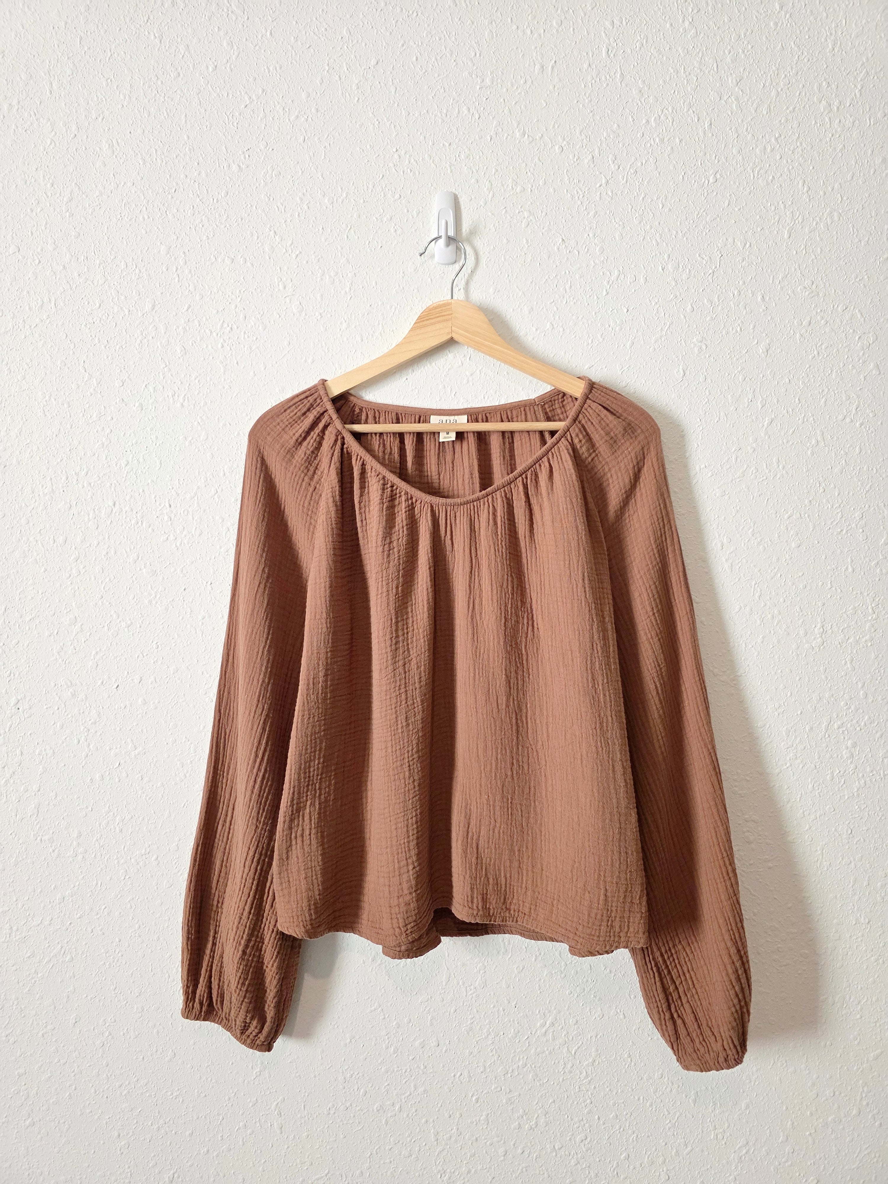 Cotton Gauze Puff Sleeve Top (M)