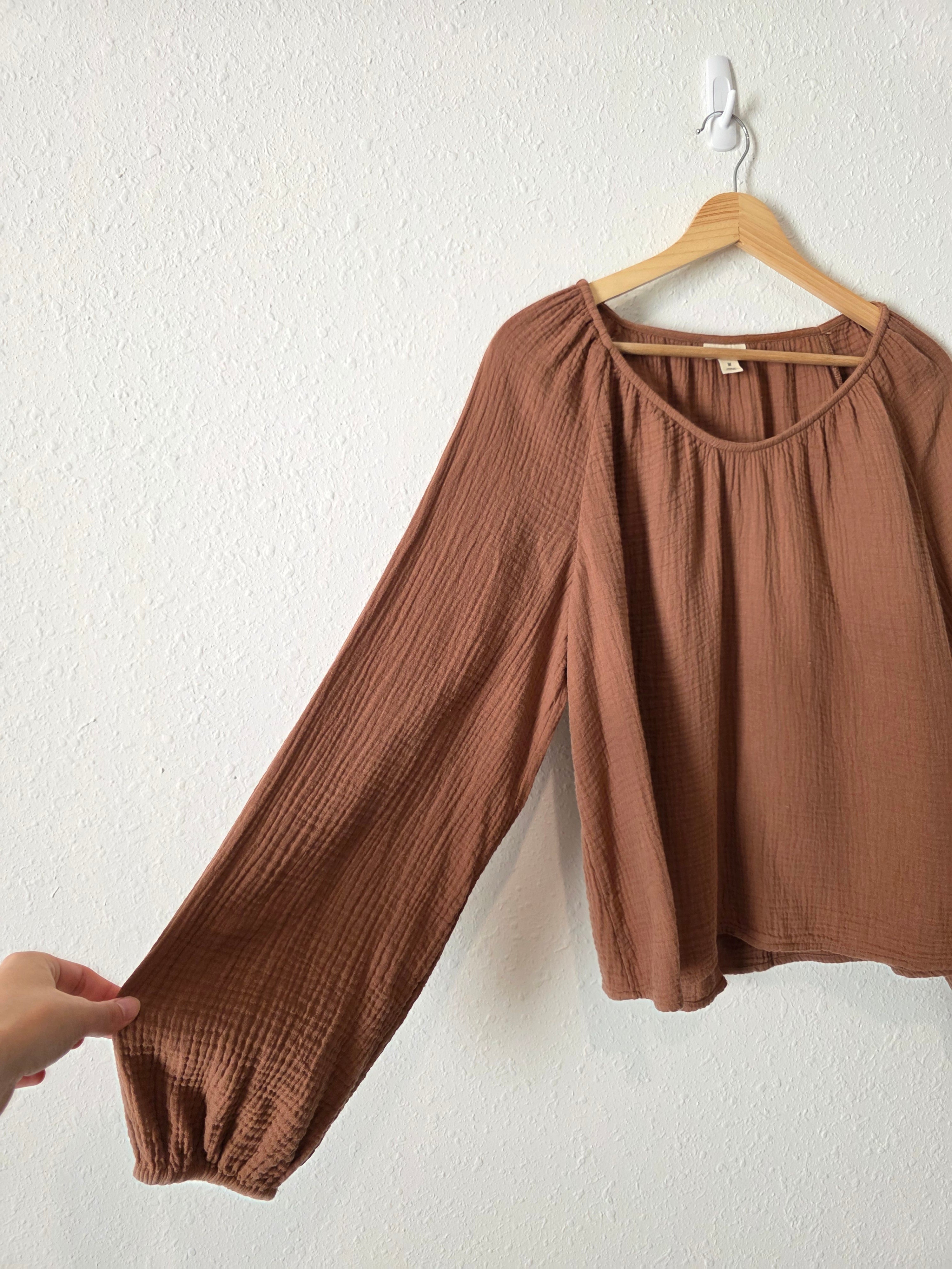 Cotton Gauze Puff Sleeve Top (M)
