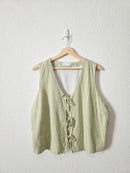 Gingham Linen Tie Front Top (XL)