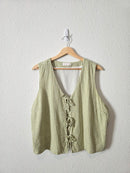 Gingham Linen Tie Front Top (XL)