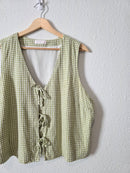 Gingham Linen Tie Front Top (XL)