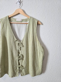 Gingham Linen Tie Front Top (XL)