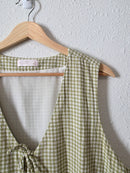 Gingham Linen Tie Front Top (XL)