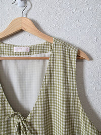 Gingham Linen Tie Front Top (XL)