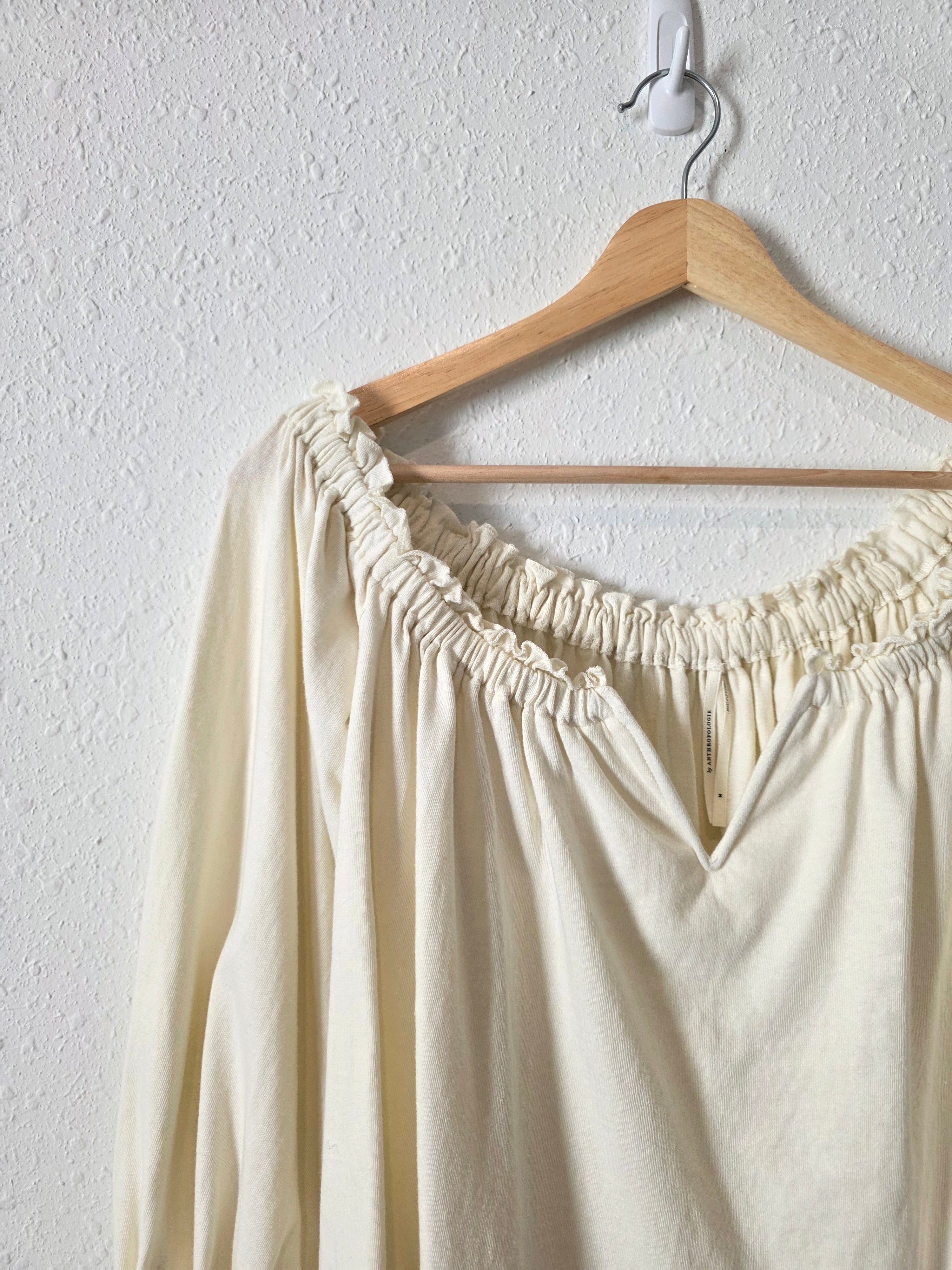 Anthropologie Cream Puff Sleeve Top (M)