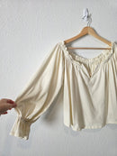 Anthropologie Cream Puff Sleeve Top (M)