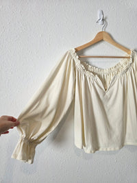 Anthropologie Cream Puff Sleeve Top (M)