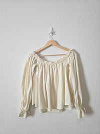 Anthropologie Cream Puff Sleeve Top (M)
