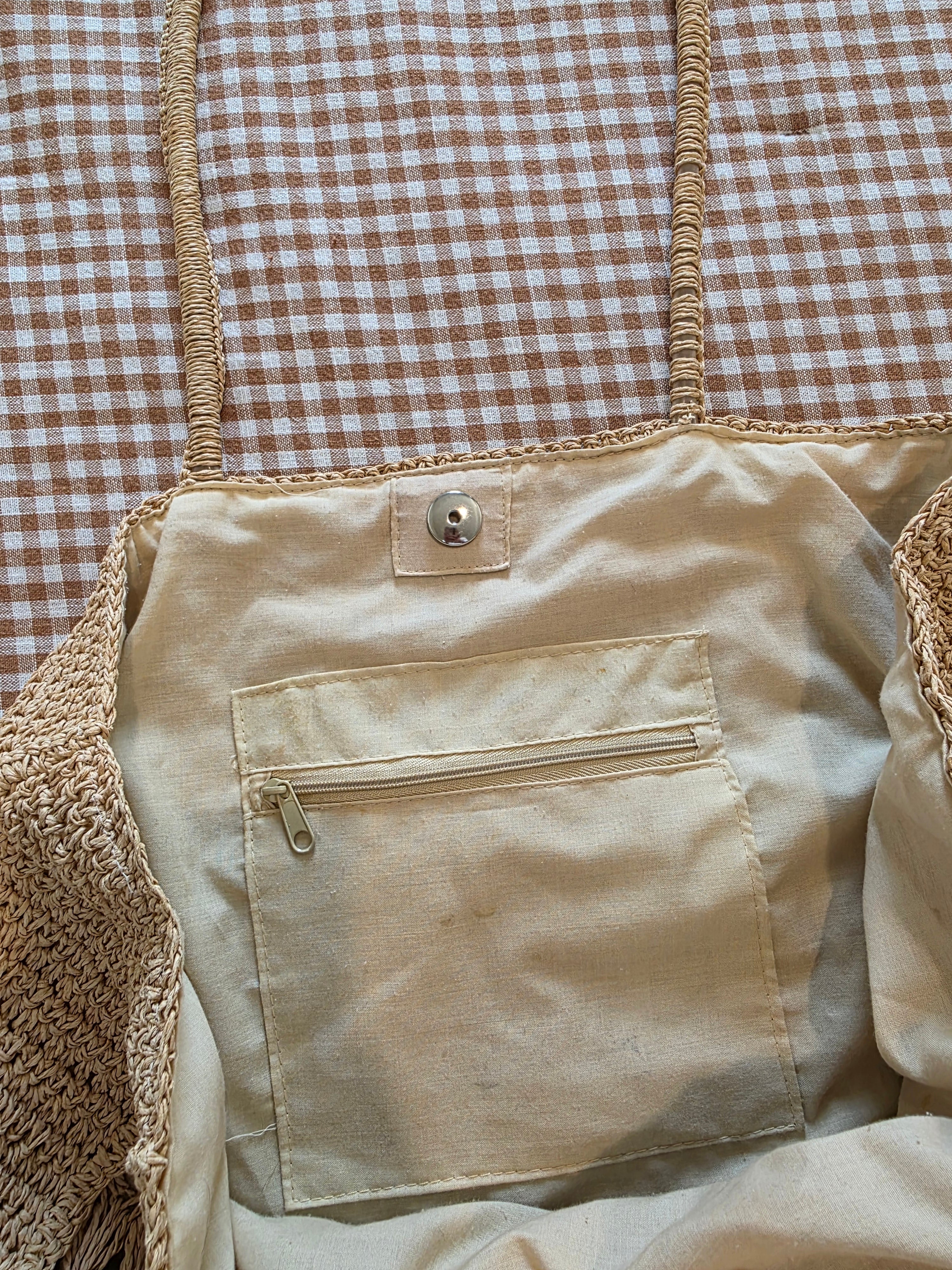 Vintage Straw Raffia Tote Bag