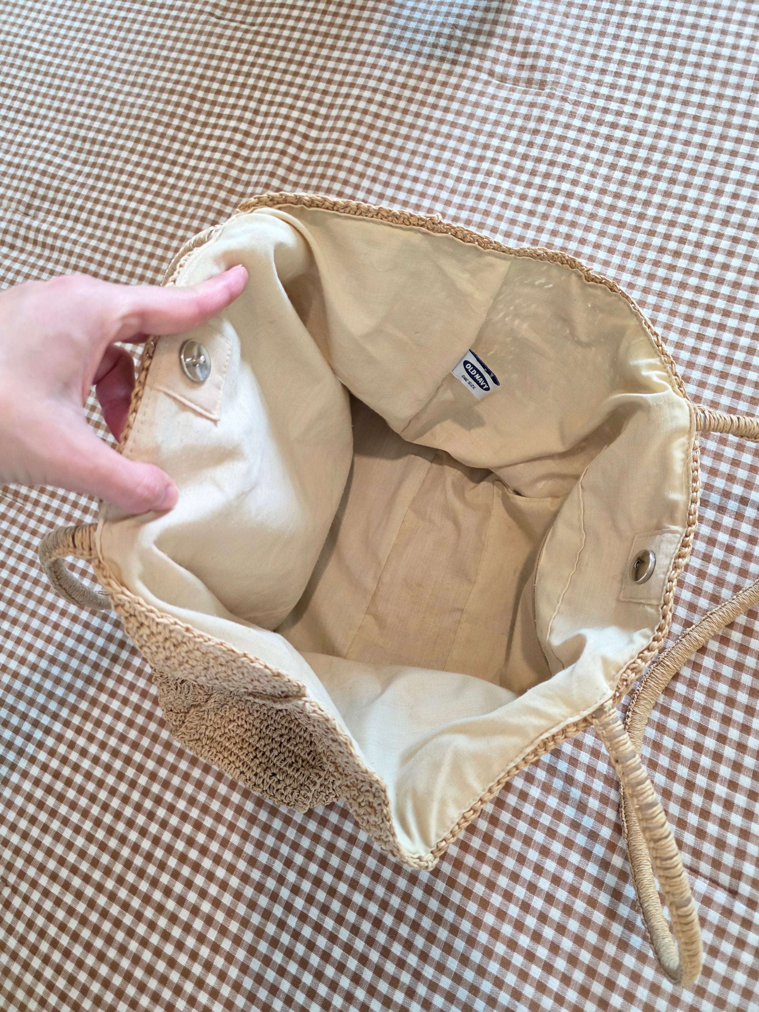 Vintage Straw Raffia Tote Bag