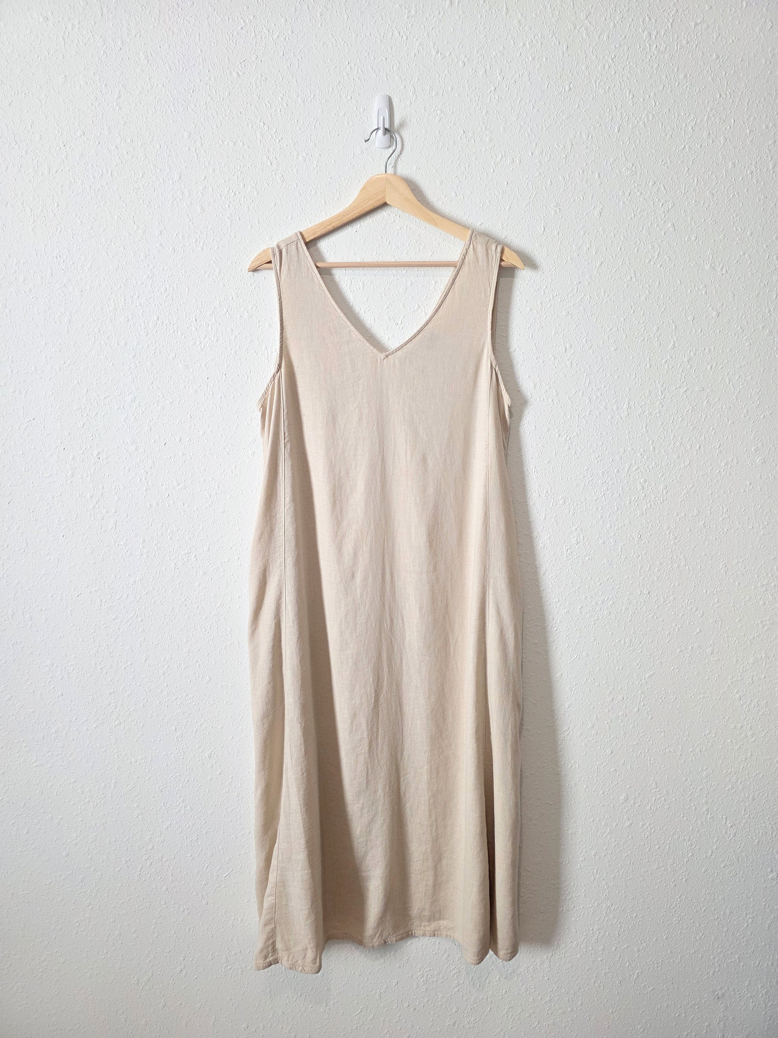 Linen Blend Midi Dress (S)