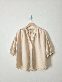 Zara Neutral Oversized Linen Top (XS)