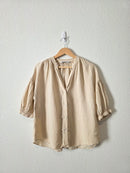 Zara Neutral Oversized Linen Top (XS)