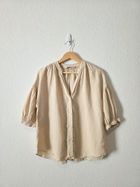 Zara Neutral Oversized Linen Top (XS)