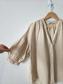 Zara Neutral Oversized Linen Top (XS)