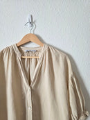 Zara Neutral Oversized Linen Top (XS)