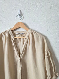 Zara Neutral Oversized Linen Top (XS)