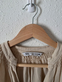 Zara Neutral Oversized Linen Top (XS)