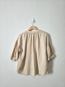 Zara Neutral Oversized Linen Top (XS)