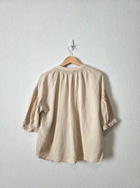 Zara Neutral Oversized Linen Top (XS)
