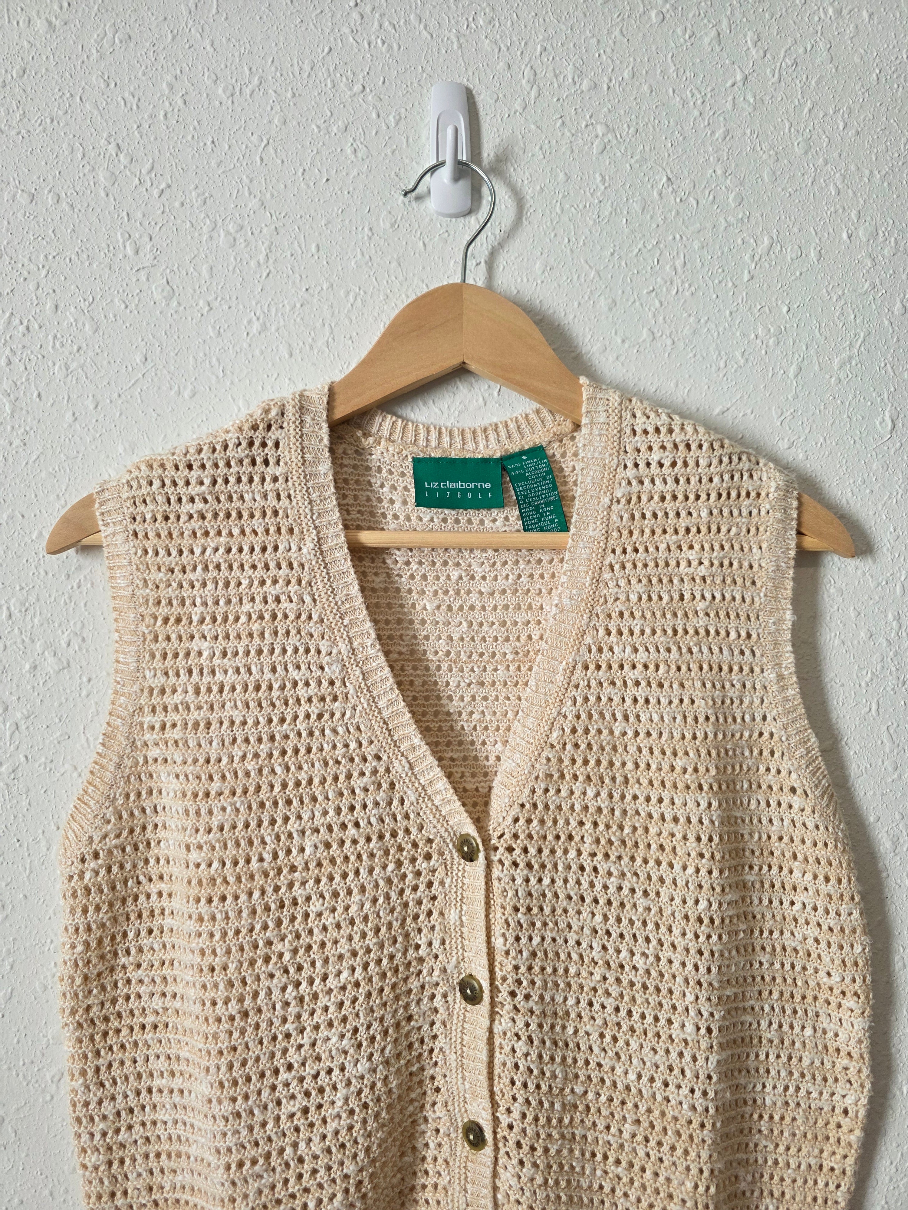 Vintage Linen Cotton Knit Vest (S)