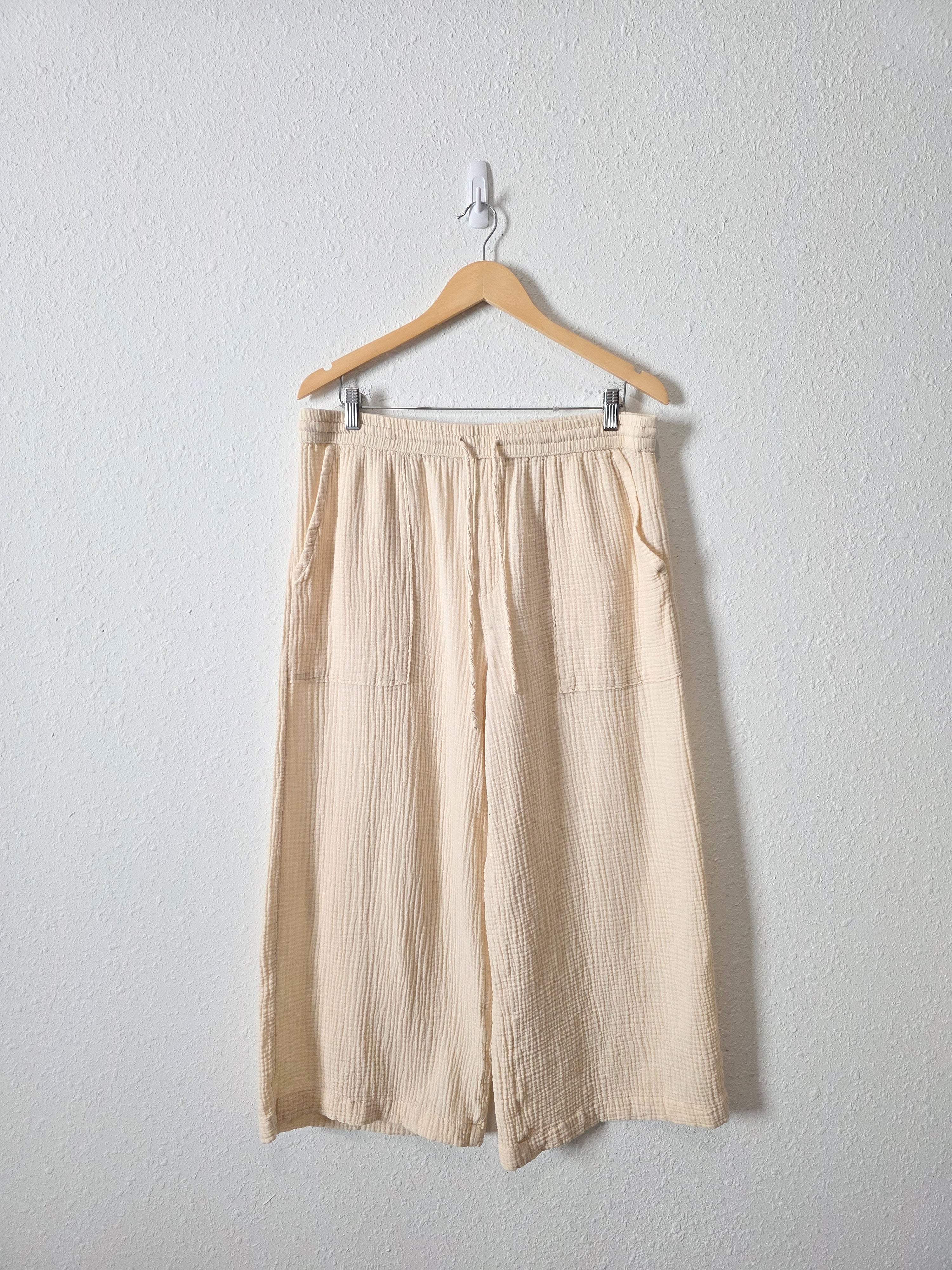 Cotton Gauze Wide Leg Pants (L)