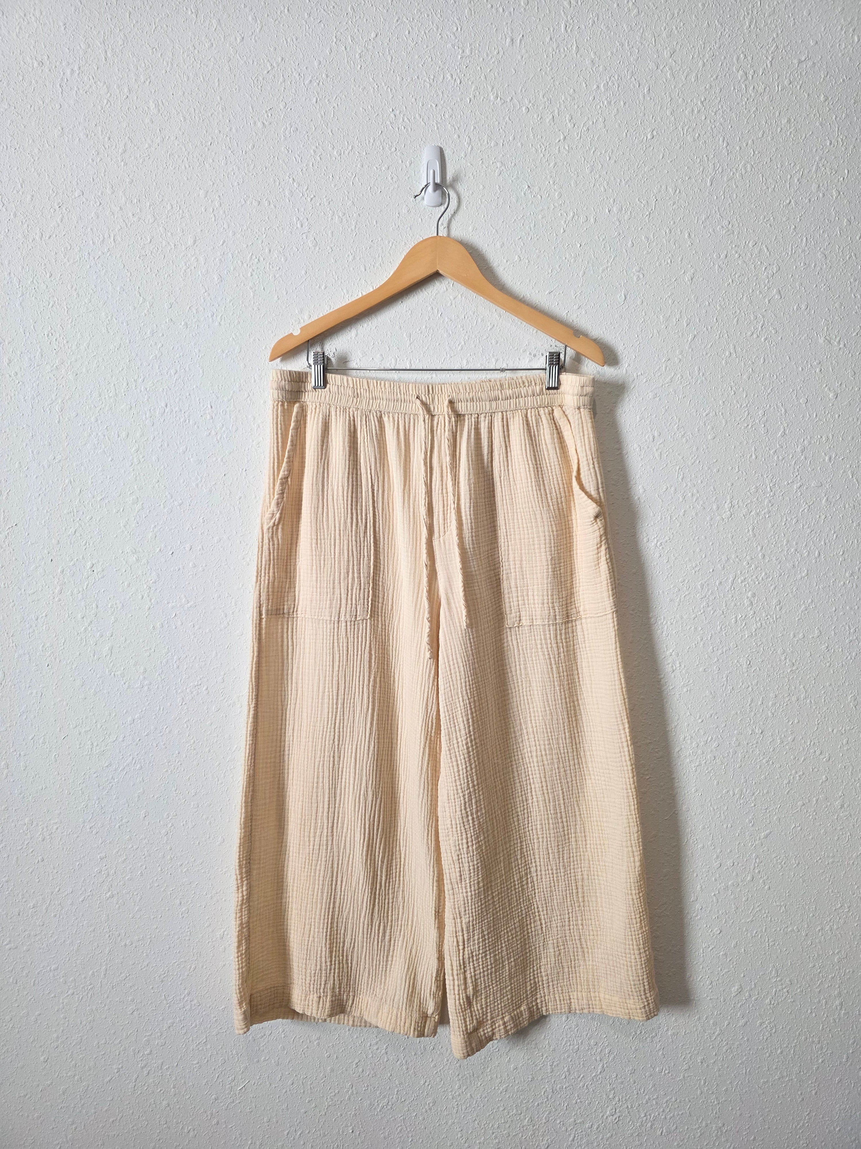 Cotton Gauze Wide Leg Pants (L)