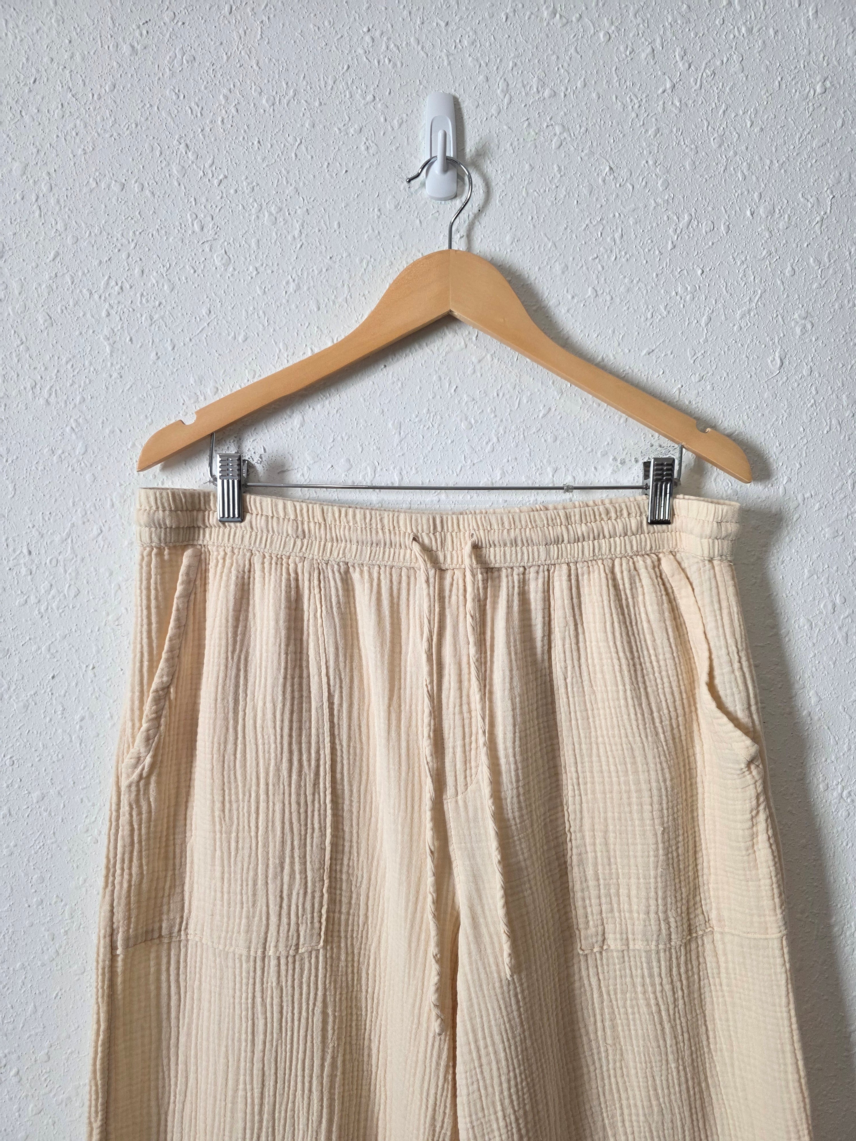 Cotton Gauze Wide Leg Pants (L)