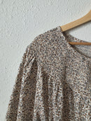Neutral Floral Smocked Top (XL)