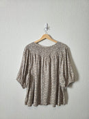 Neutral Floral Smocked Top (XL)