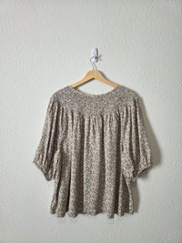 Neutral Floral Smocked Top (XL)