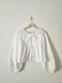 Aerie Tie Front Puff Sleeve Top (S)