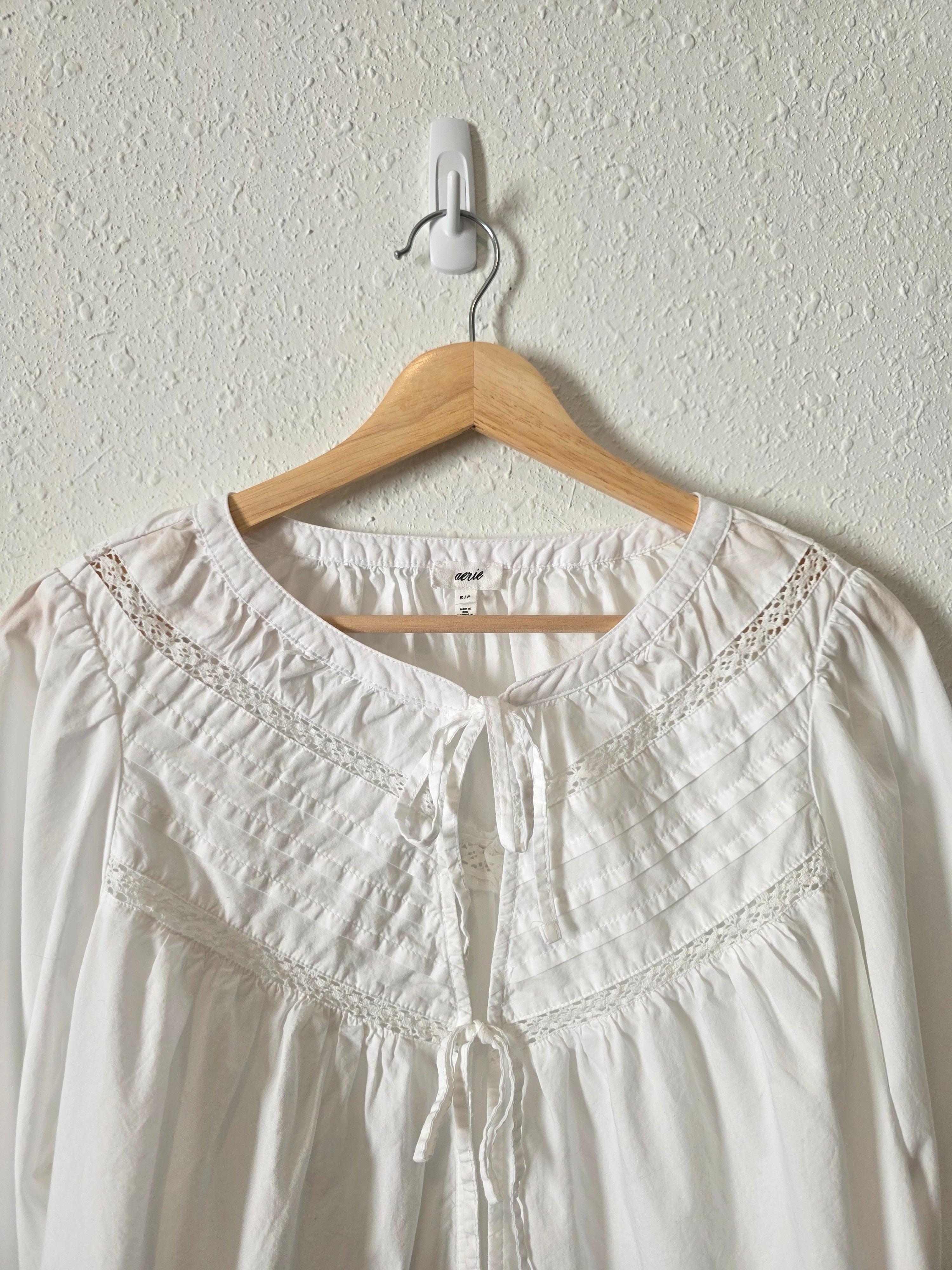 Aerie Tie Front Puff Sleeve Top (S)