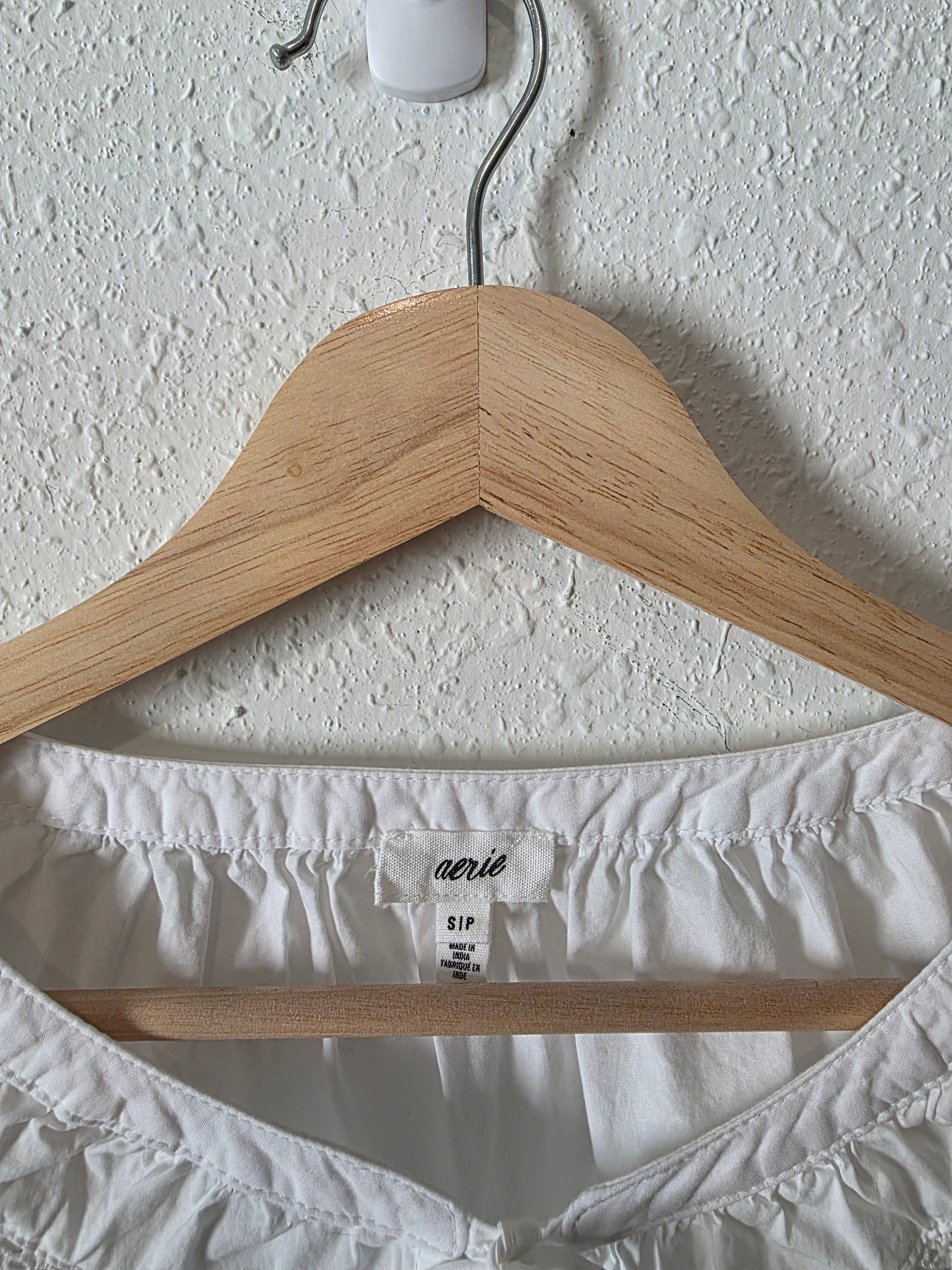 Aerie Tie Front Puff Sleeve Top (S)