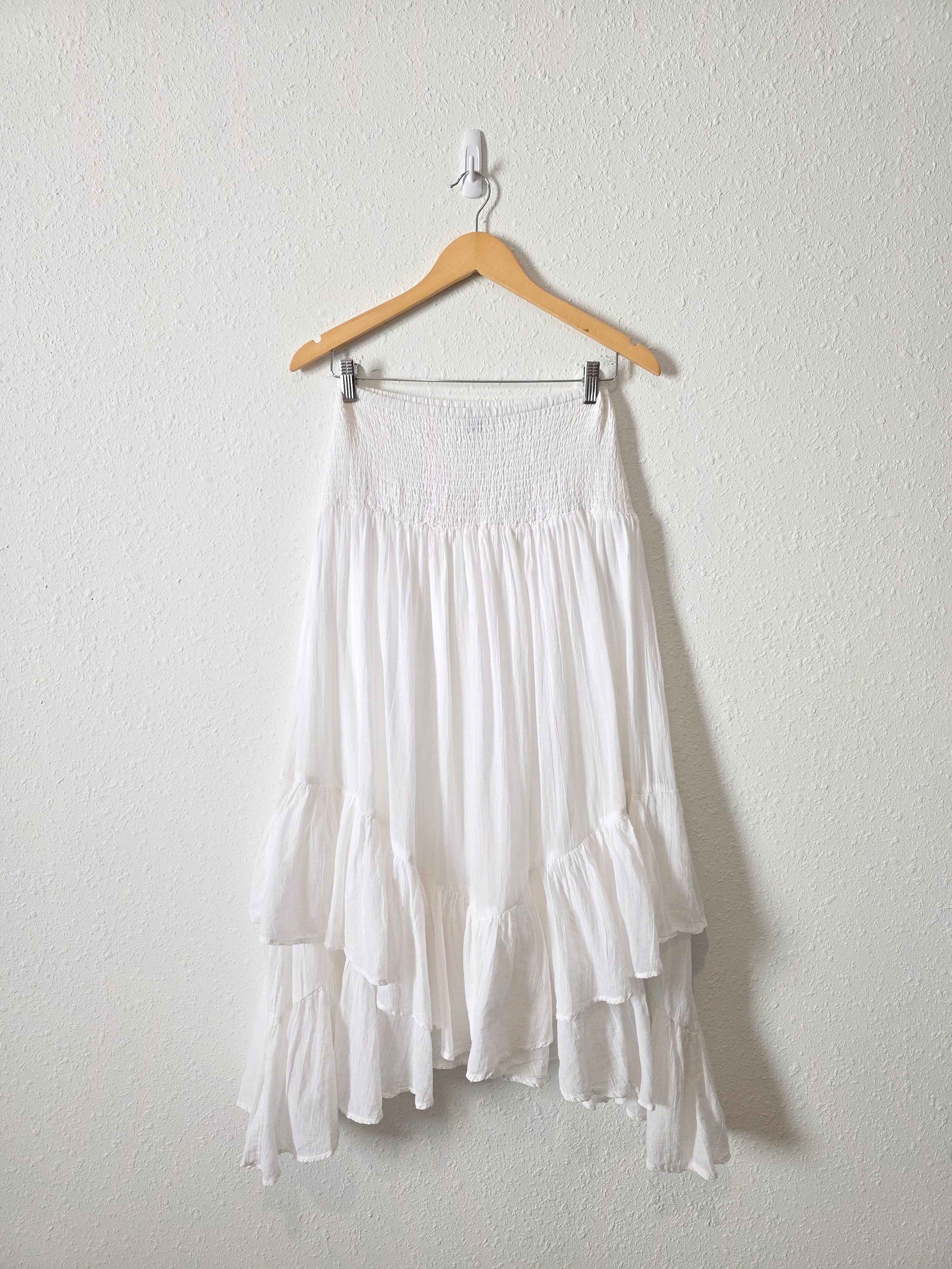 White Cotton Midi Skirt (M)