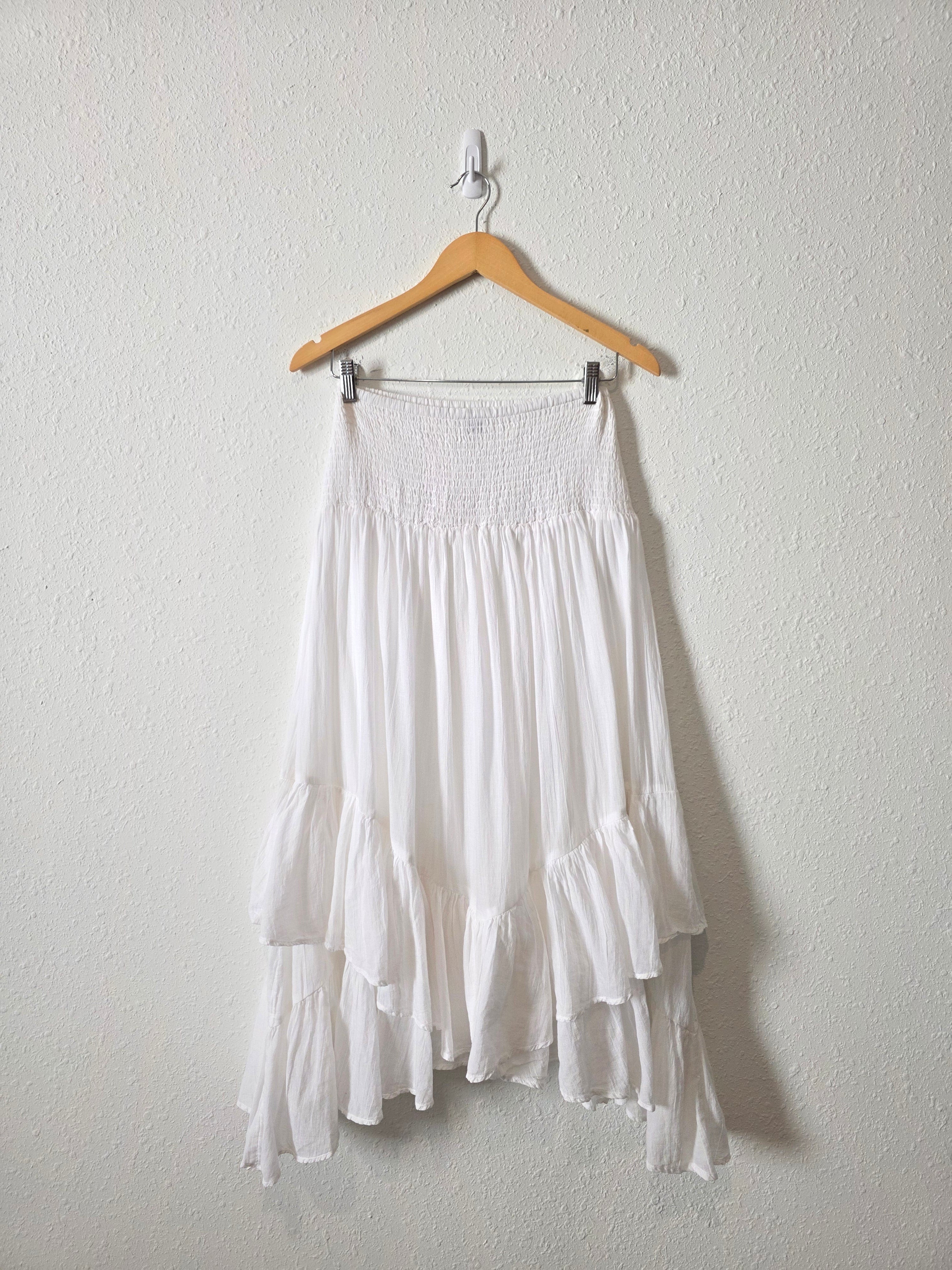 White Cotton Midi Skirt (M)