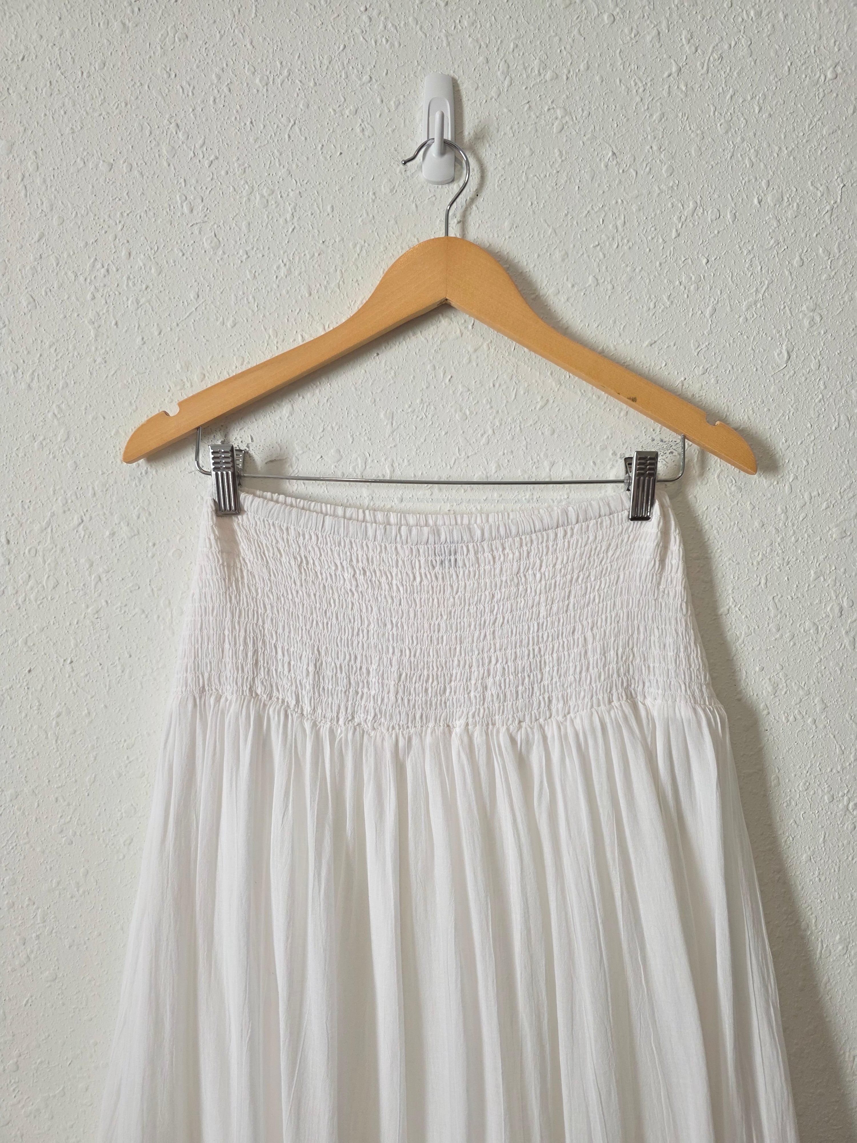 White Cotton Midi Skirt (M)
