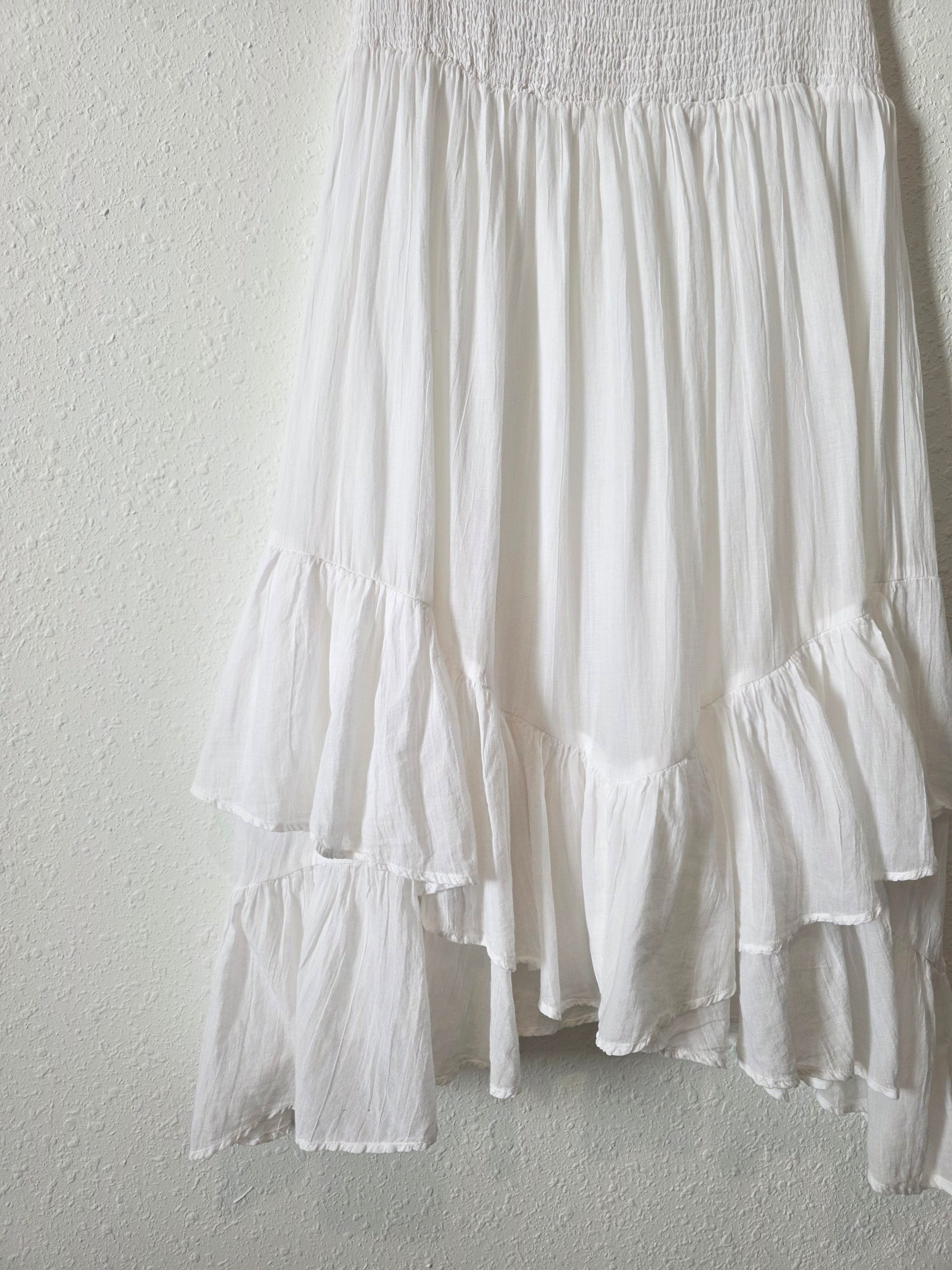 White Cotton Midi Skirt (M)