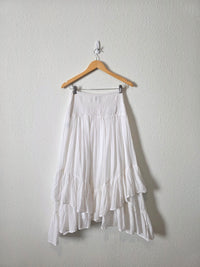White Cotton Midi Skirt (M)