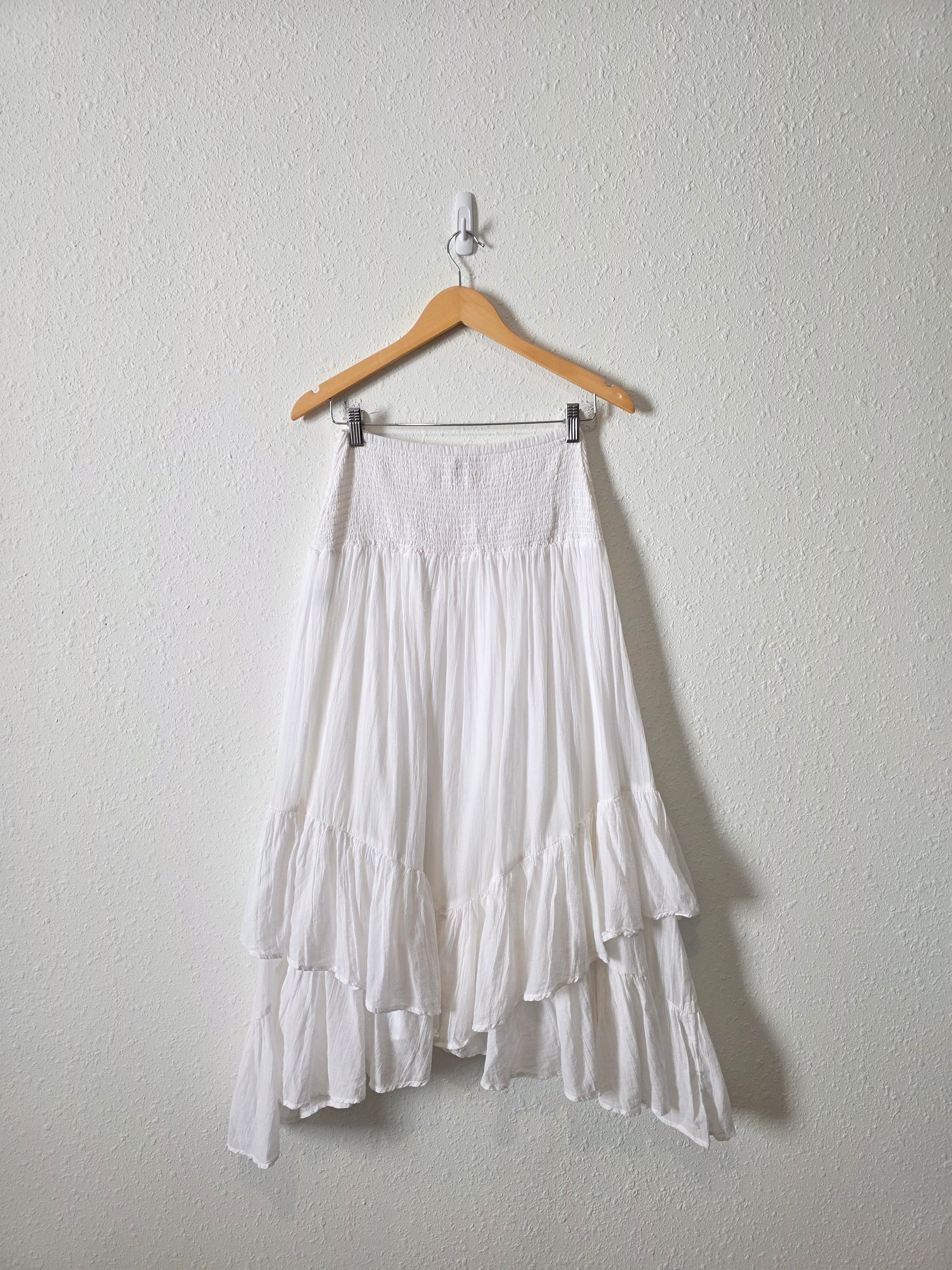 White Cotton Midi Skirt (M)