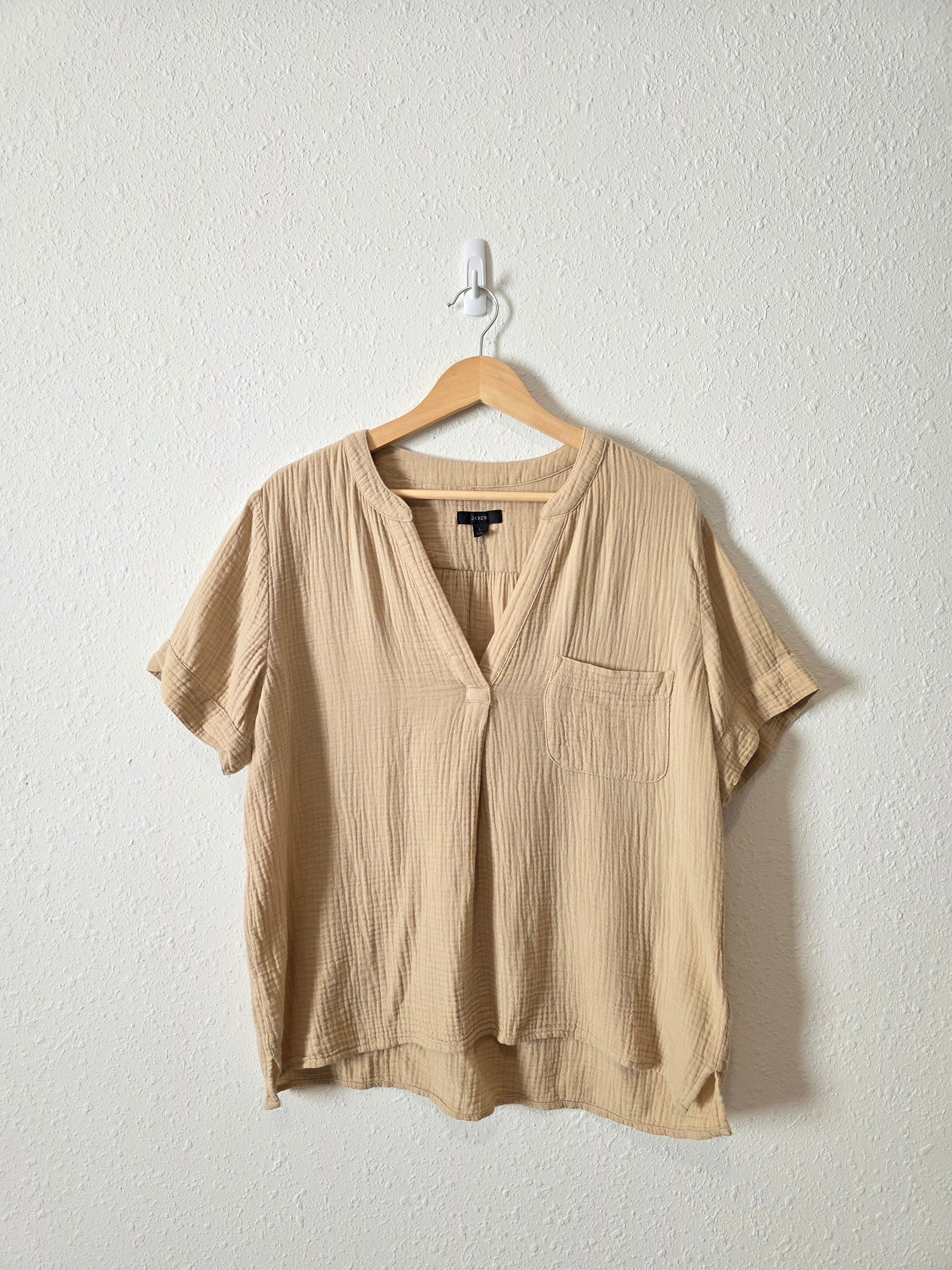 J.Crew Cotton Gauze V Neck Top (L)